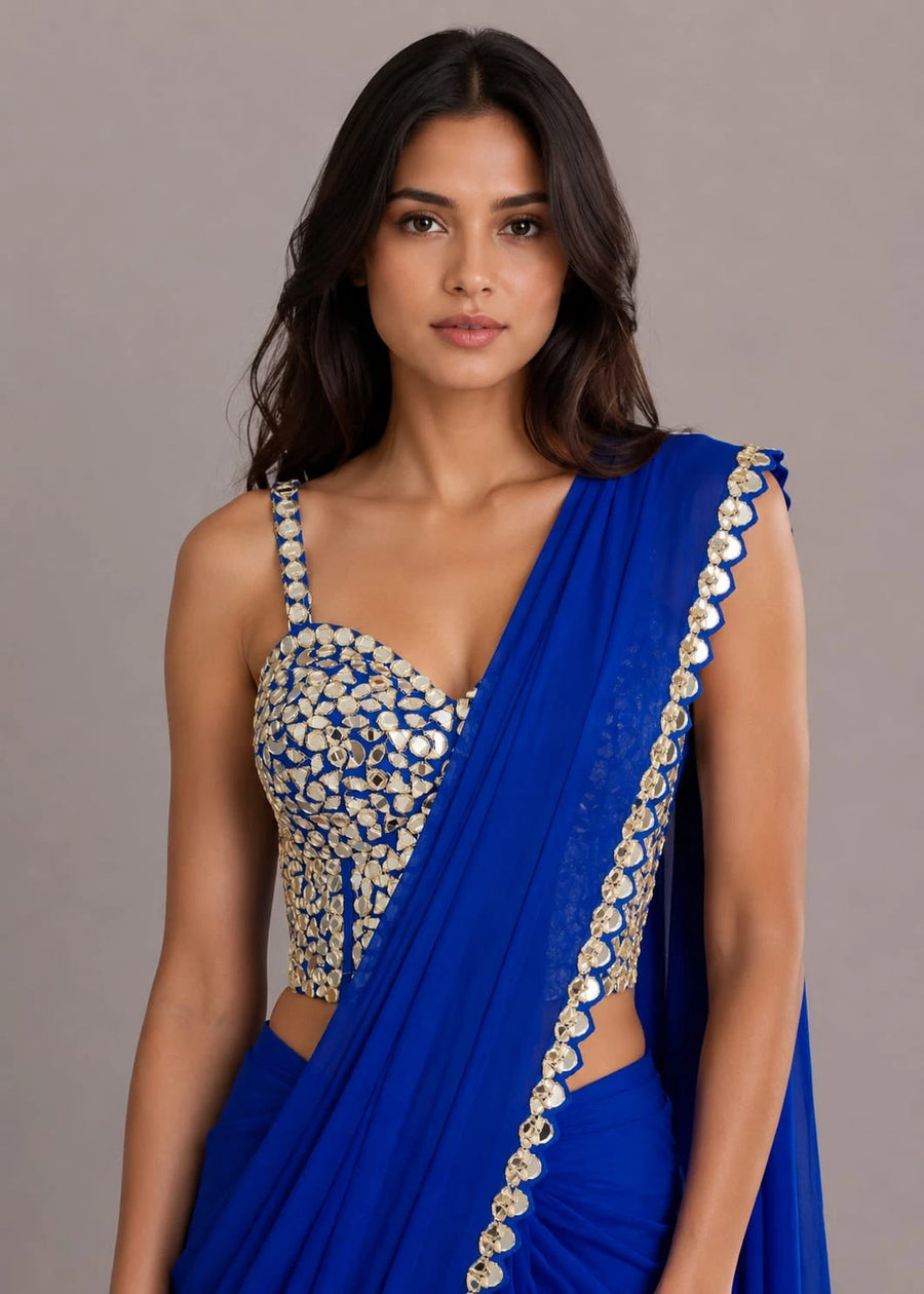 Royal Blue Drape Saree