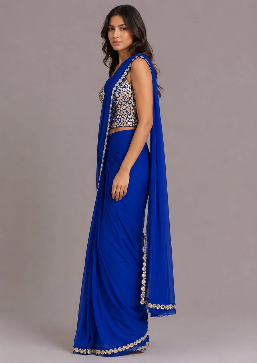Royal Blue Drape Saree