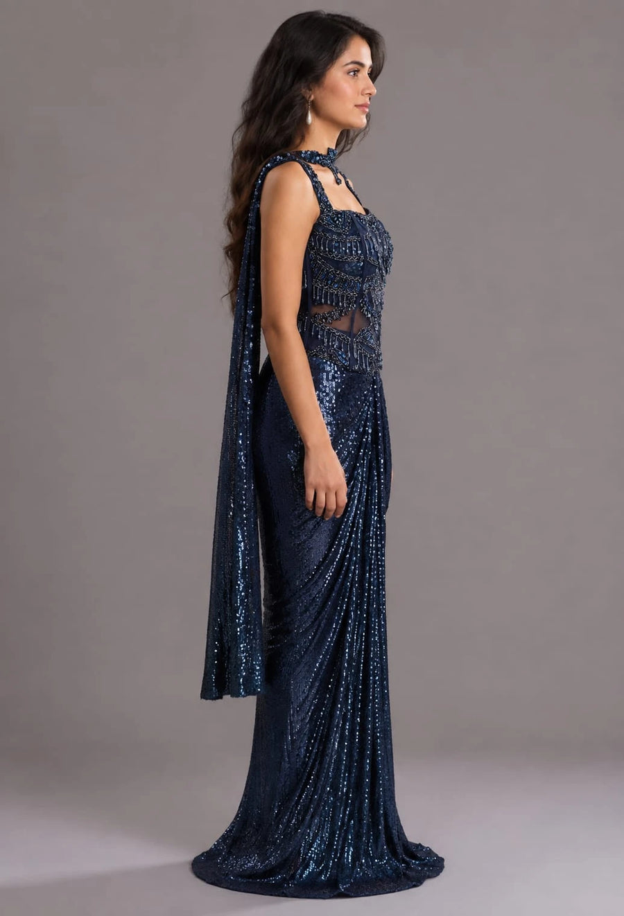 Blue Dhoti Outfit