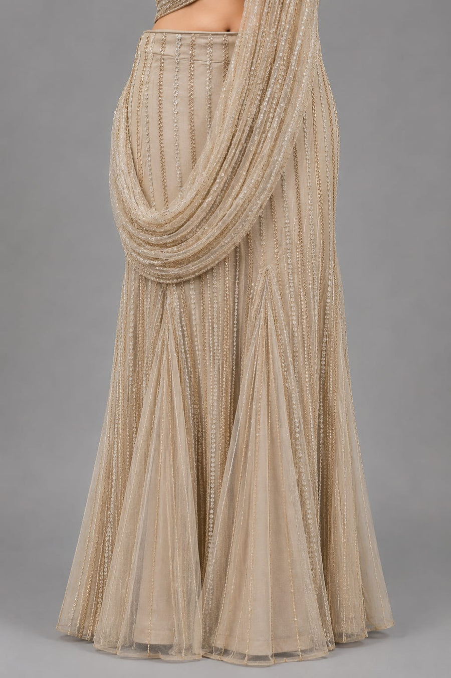 Gold Pre Draped Saree,