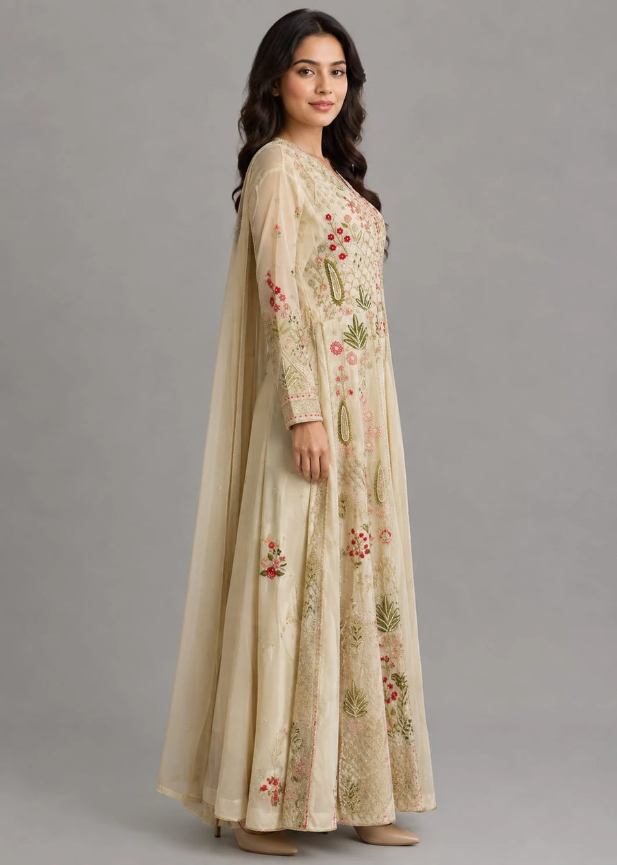floral embroidered indo western