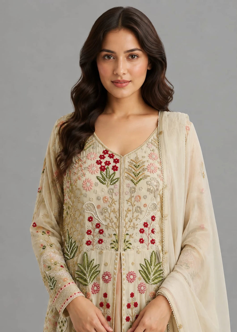 floral embroidered indo western