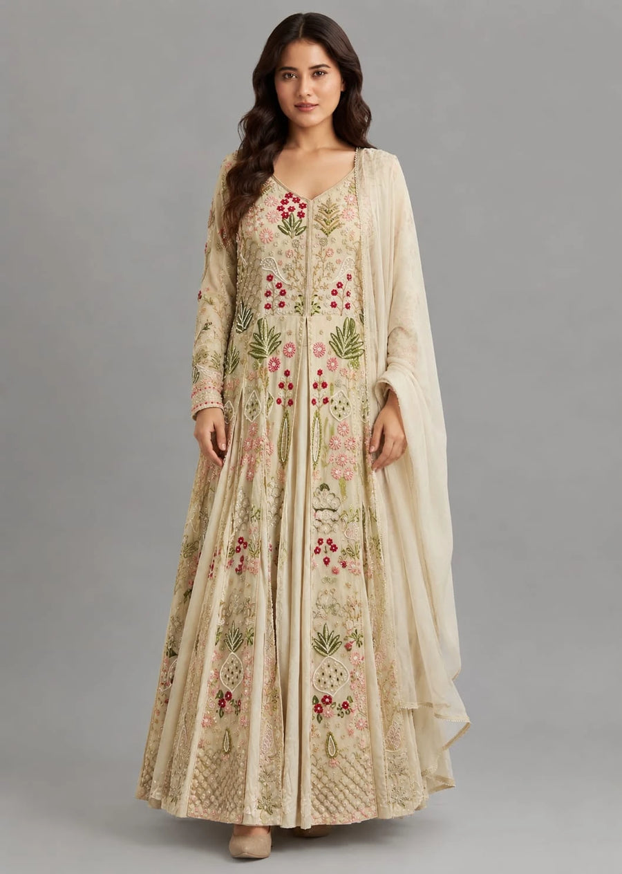 floral embroidered indo western