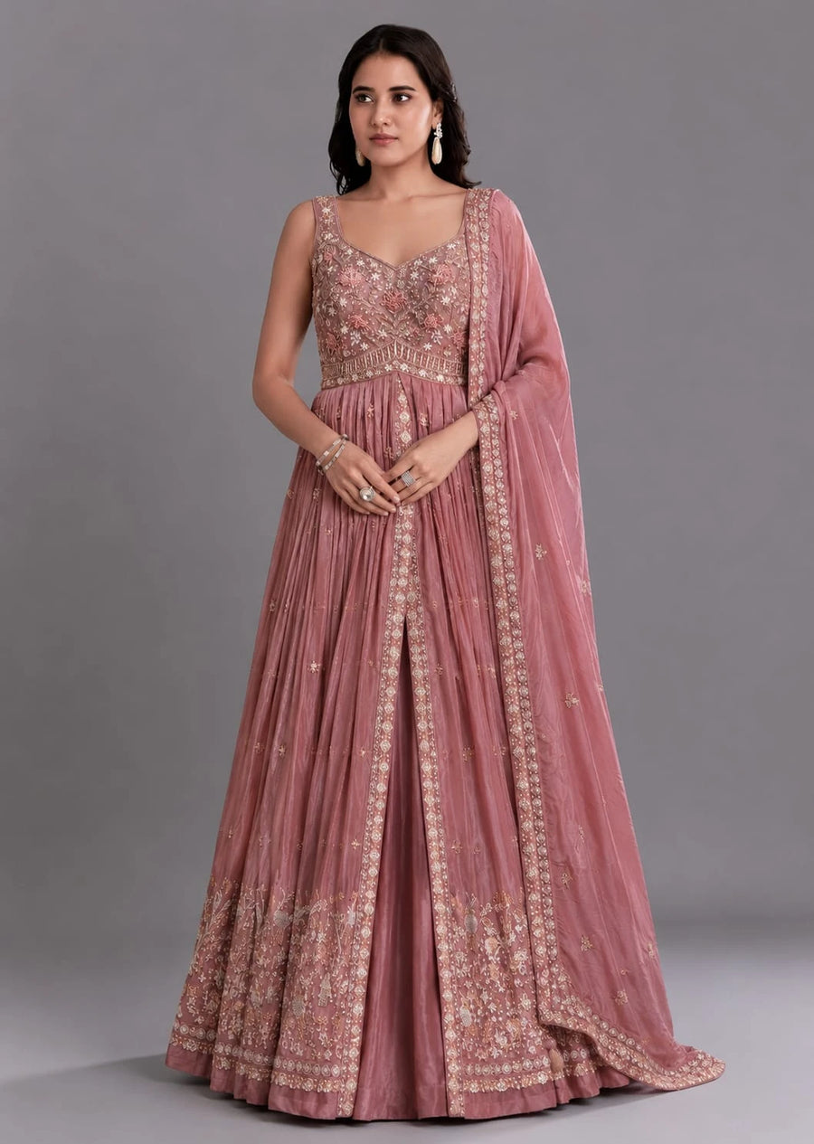 onion pink Indo-Western gown