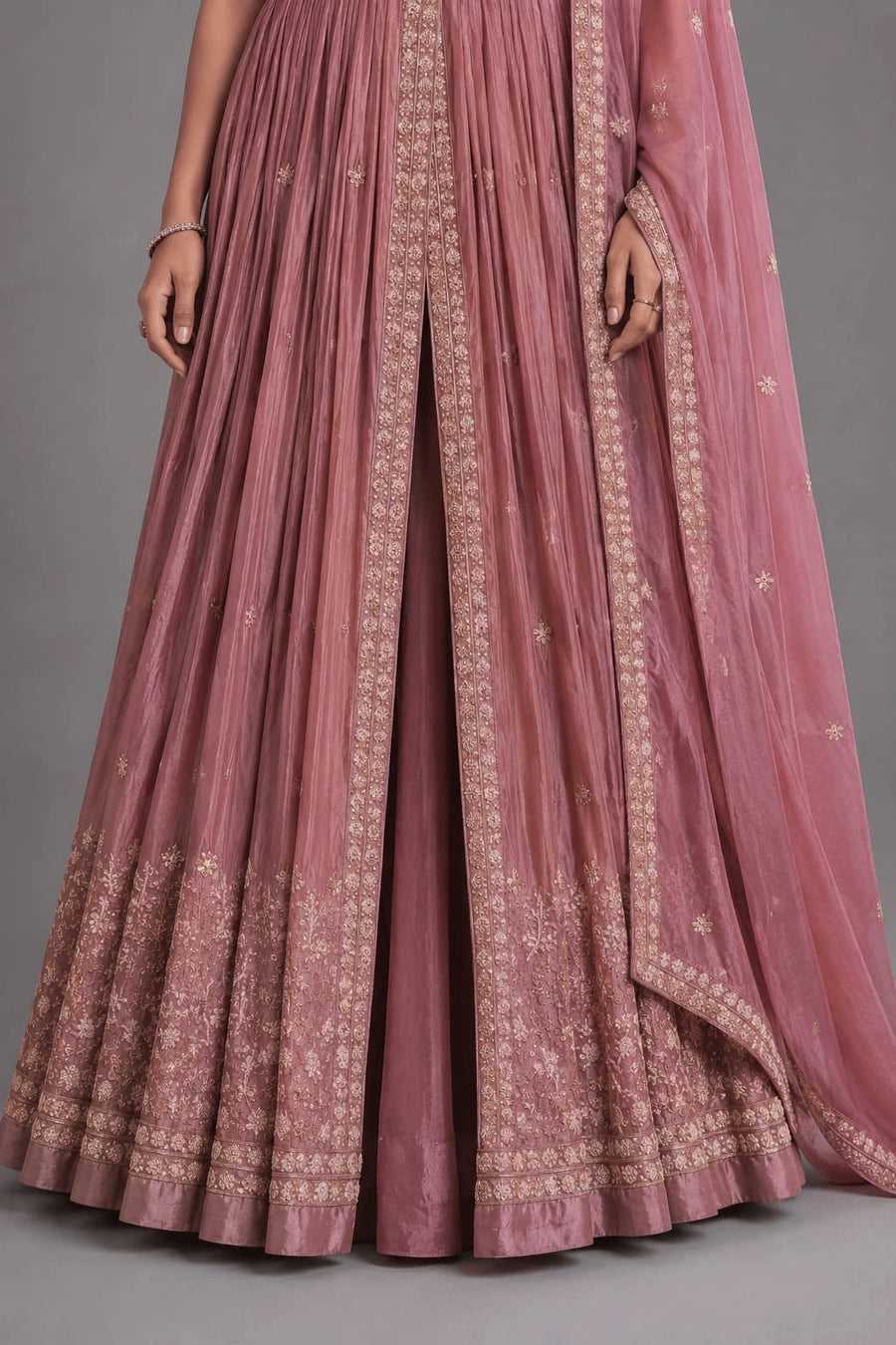 onion pink Indo-Western gown