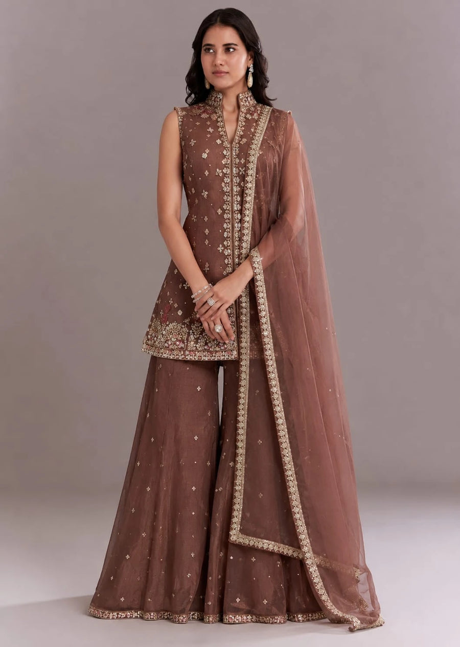 Coffee Brown Sharara Suit