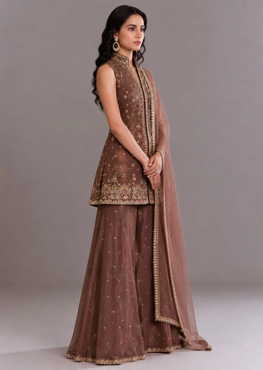 Coffee Brown Sharara Suit