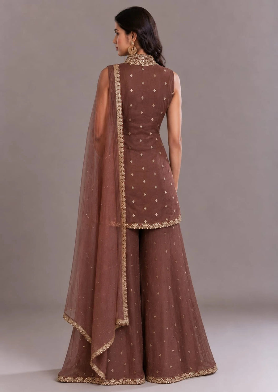Coffee Brown Sharara Suit