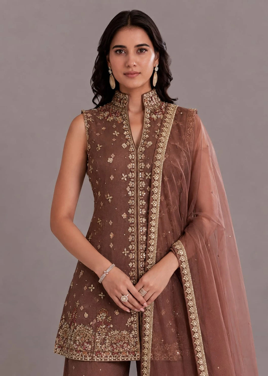 Coffee Brown Sharara Suit