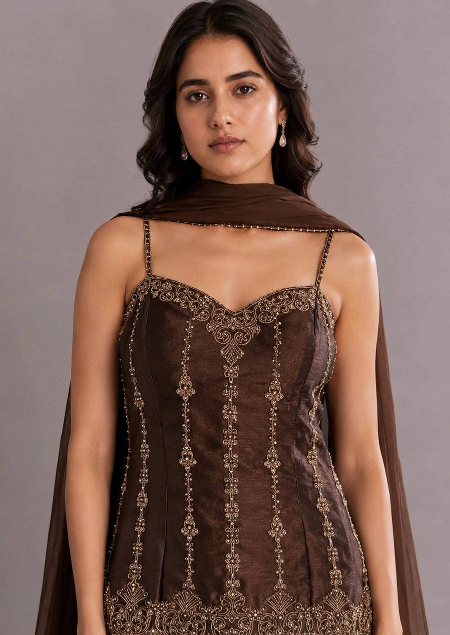 Brown Sharara Suit