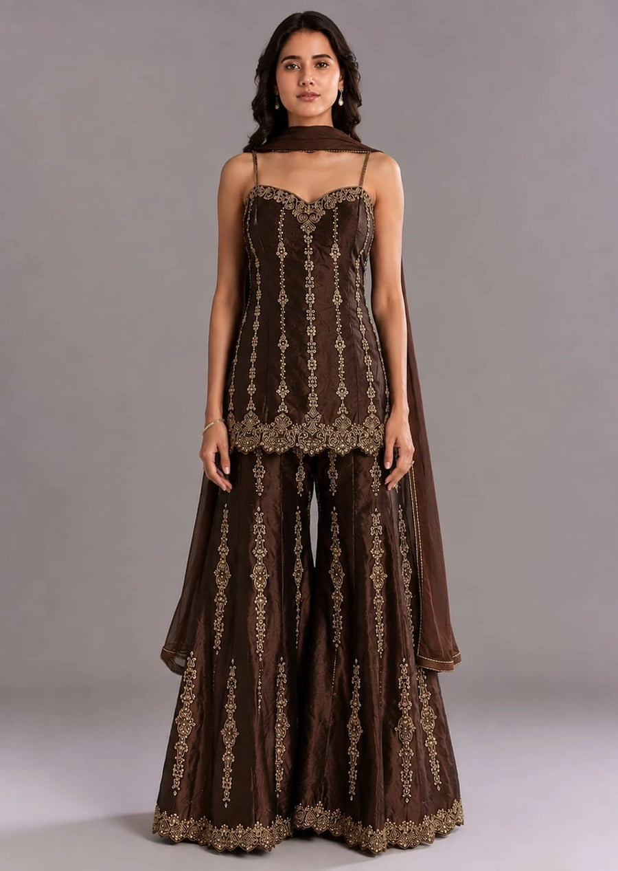 Brown Sharara Suit