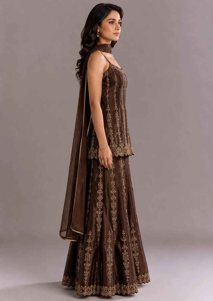 Brown Sharara Suit