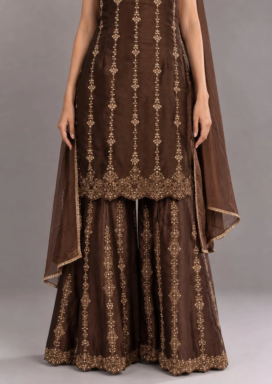 Brown Sharara Suit