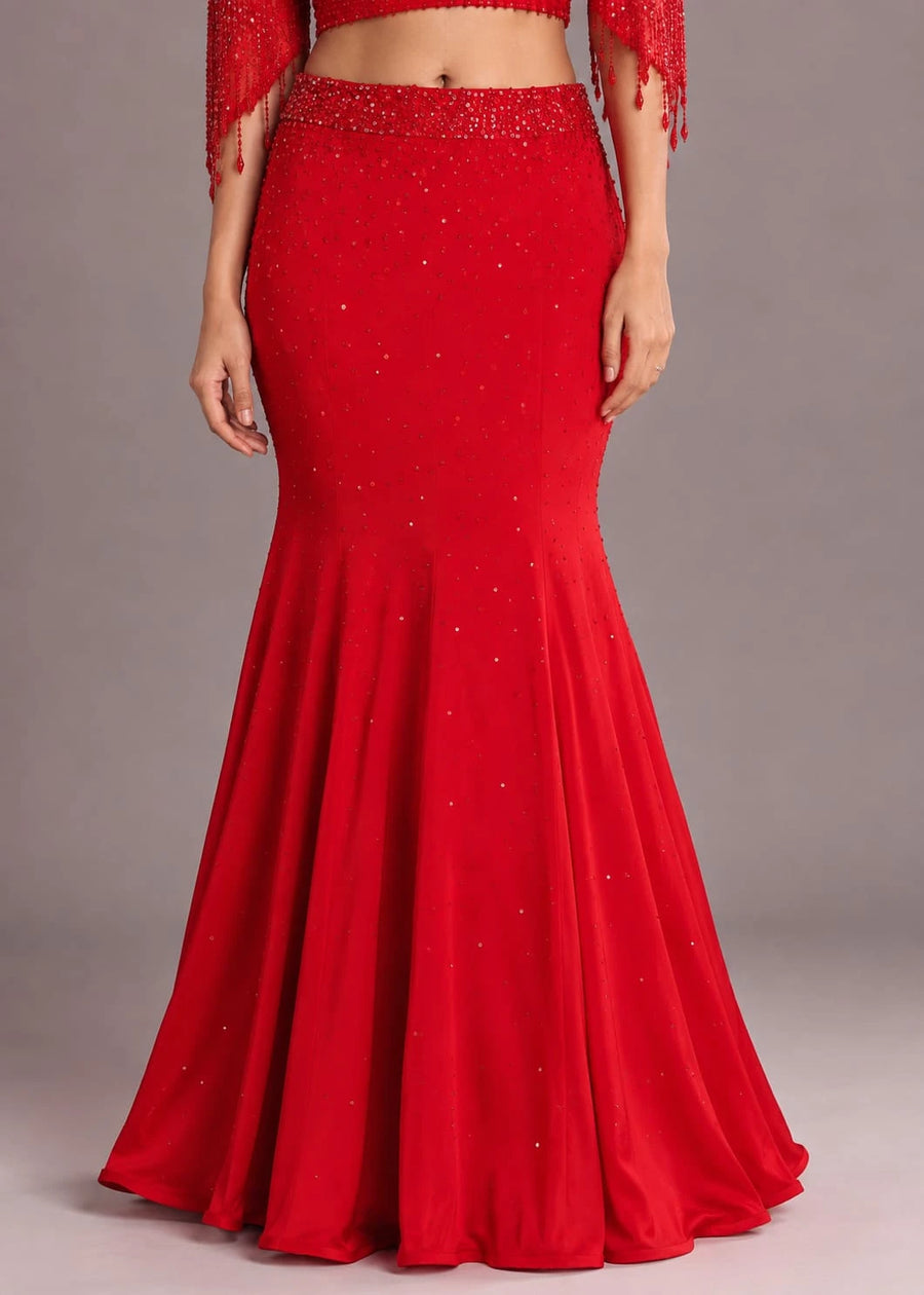 red lehenga