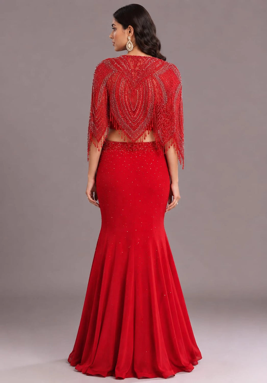 red lehenga