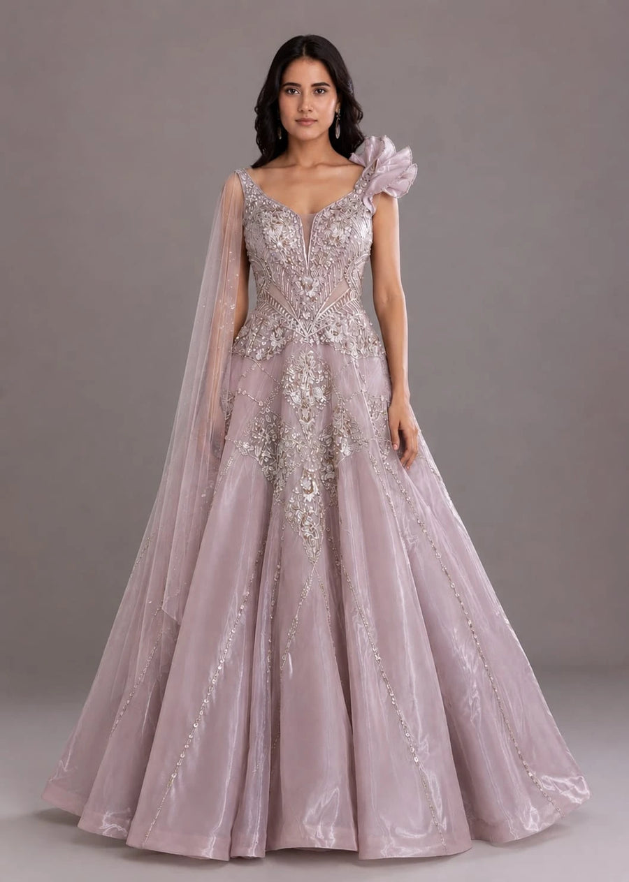 Peach Designer Gown