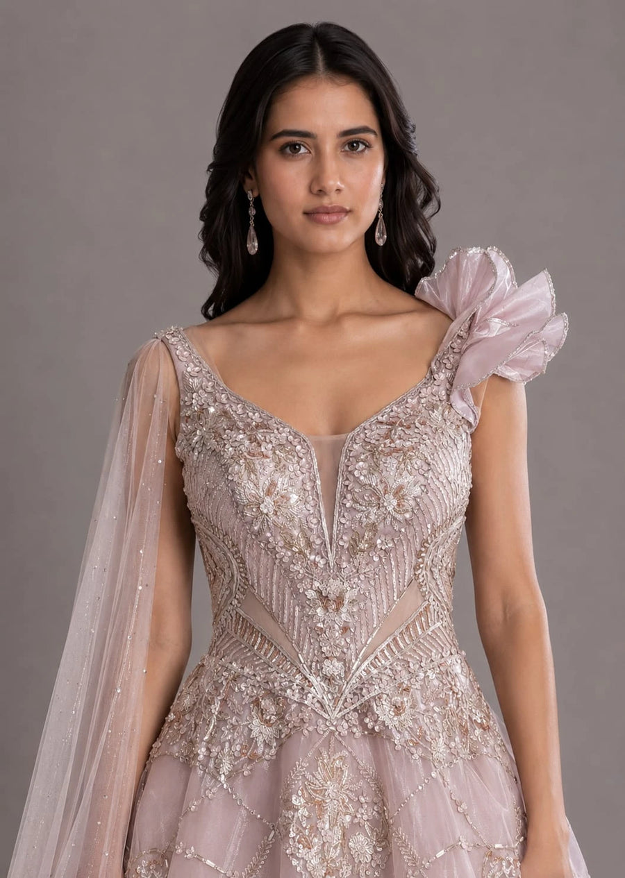 Peach Designer Gown