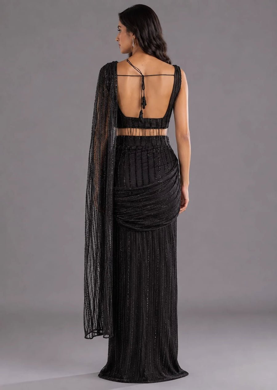 black drape saree