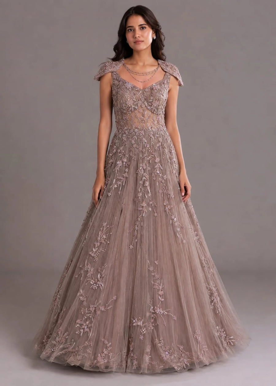 Rose Gold Designer Gown