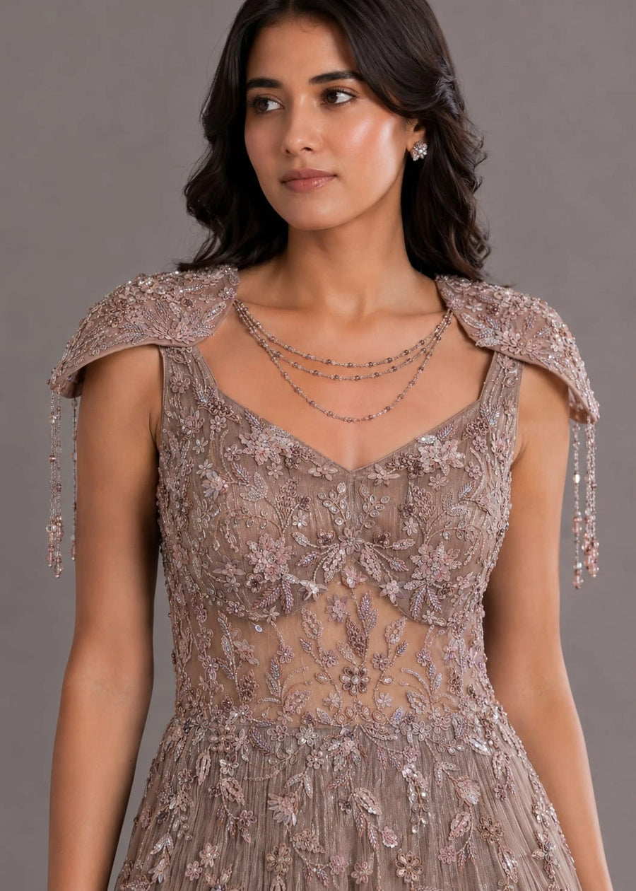 Rose Gold Designer Gown