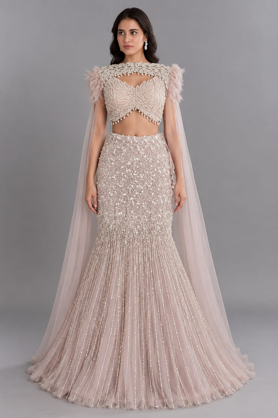 Gold Fishcut Lehenga for Engagement