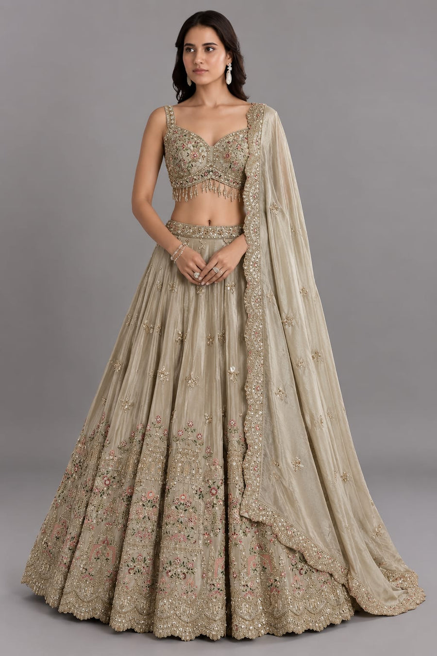 Chikoo Roka Lehenga with Sequin Work 