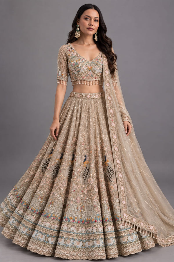Chikoo Heritage Peacock Embroidered Lehenga Set