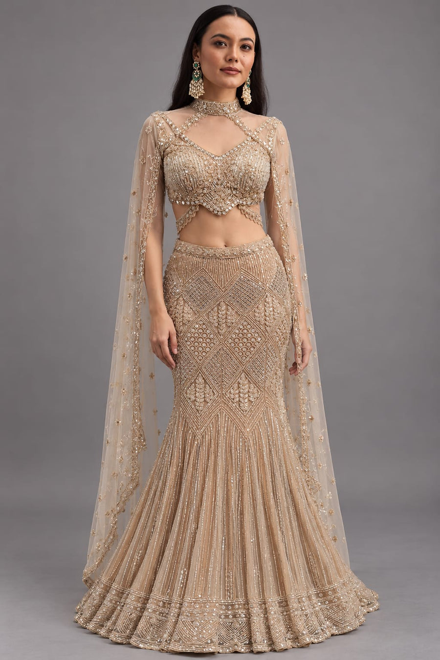 Golden Dune Embellished Mermaid lehenga