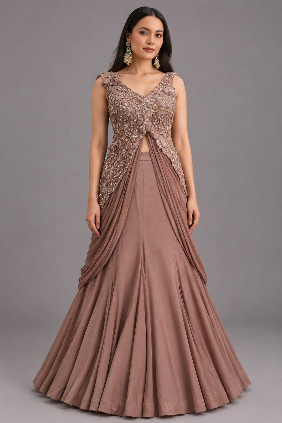 Copper Rose Embellished Lehenga Set