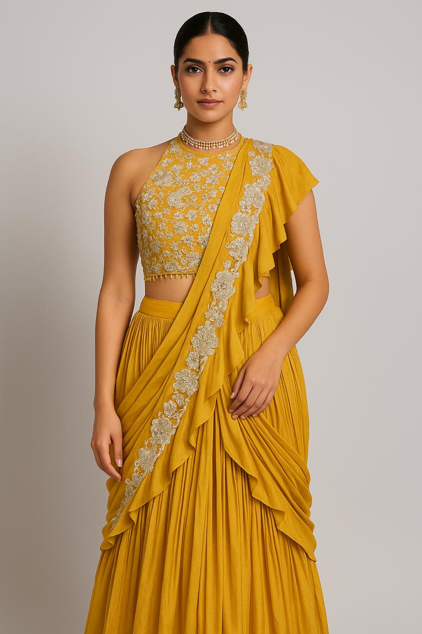 Crop top skirt drepp dupatta