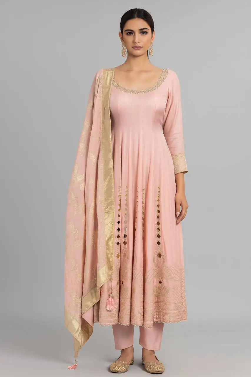baby pink anarkali suit
