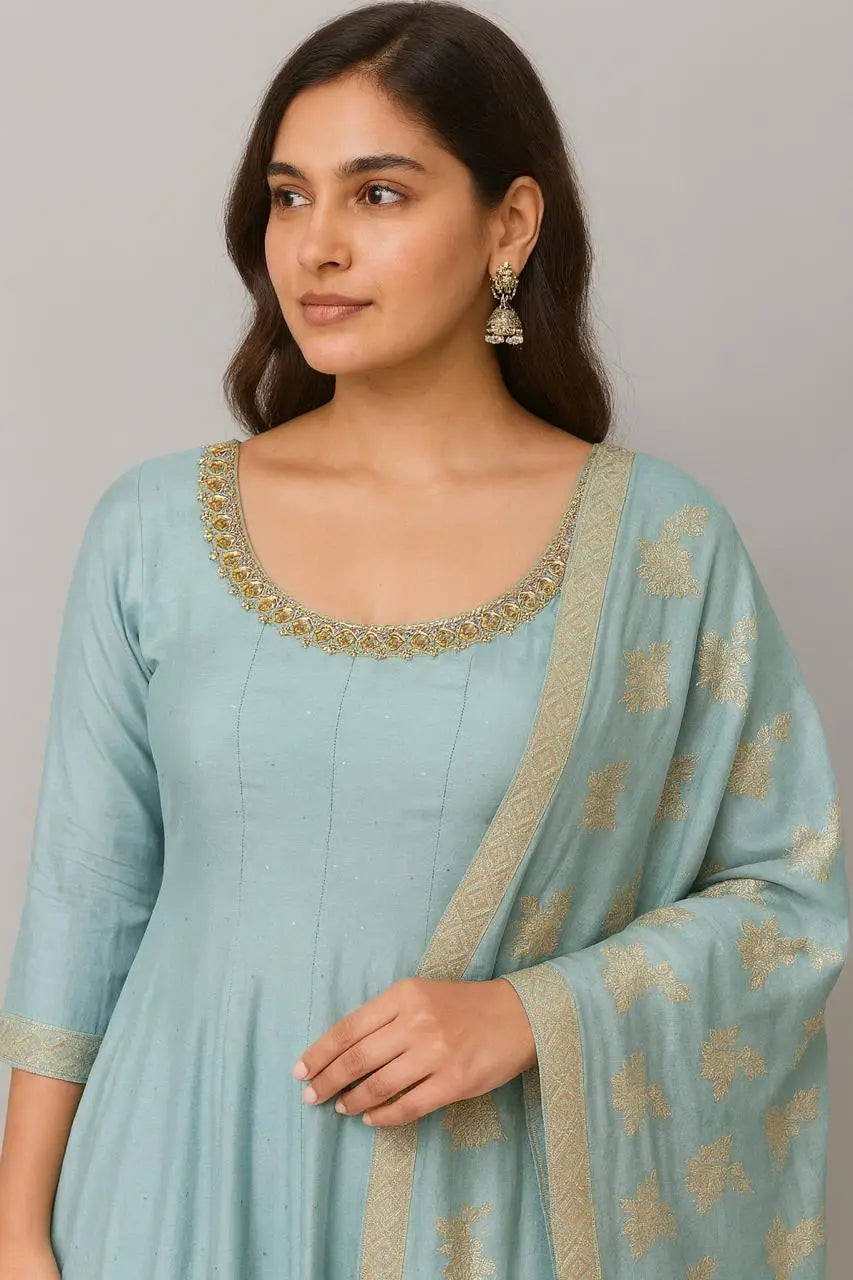 sky blue anarkali suit
