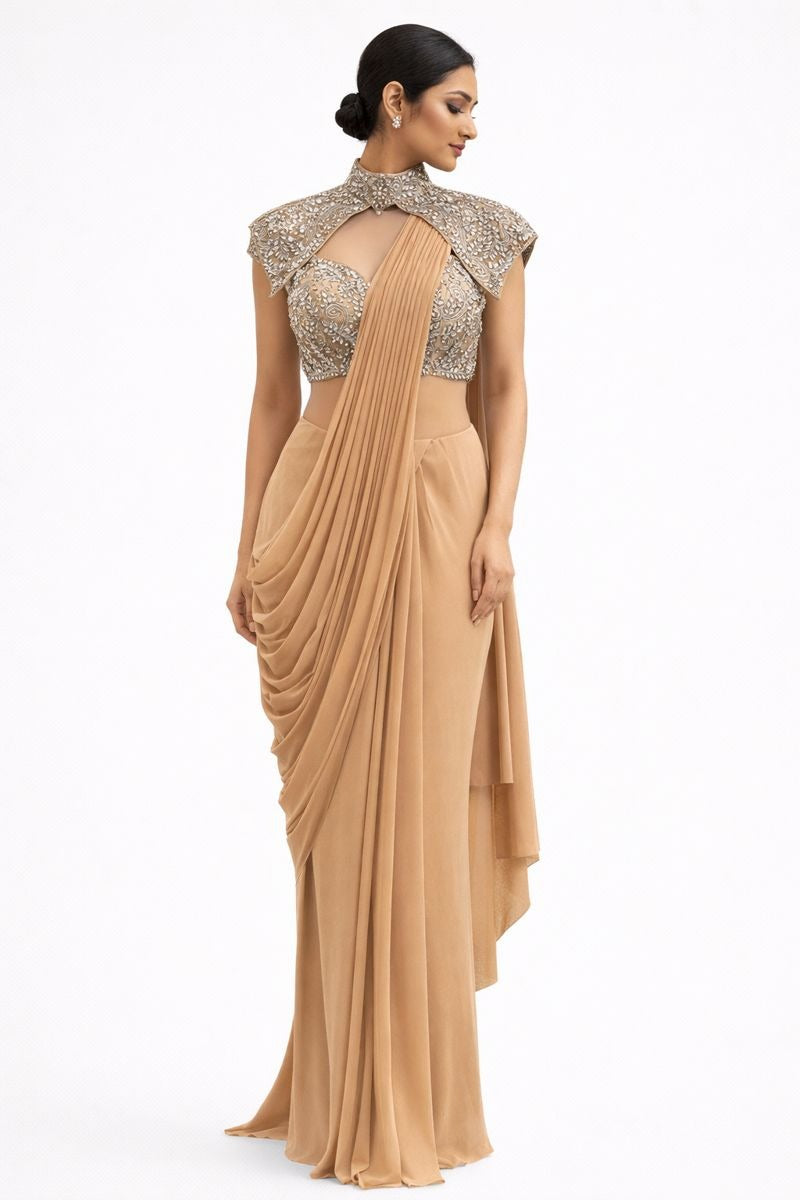 Western drape sarees  cape style