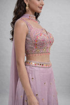 pink sharara with crop top
