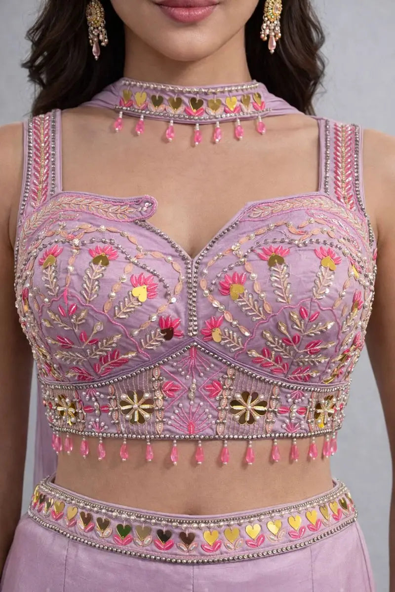 pink sharara with crop top
