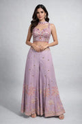 pink sharara with crop top