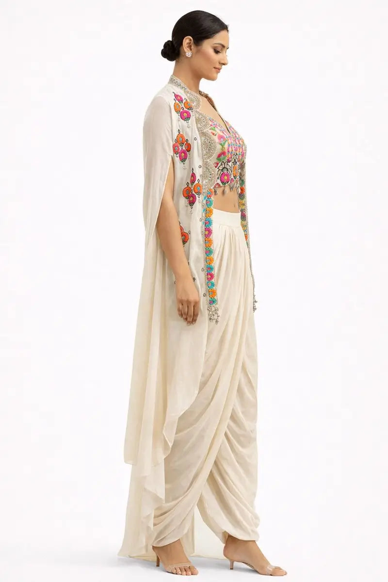 white dhoti style set