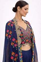 blue  dhoti style set