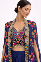 blue dhoti style set