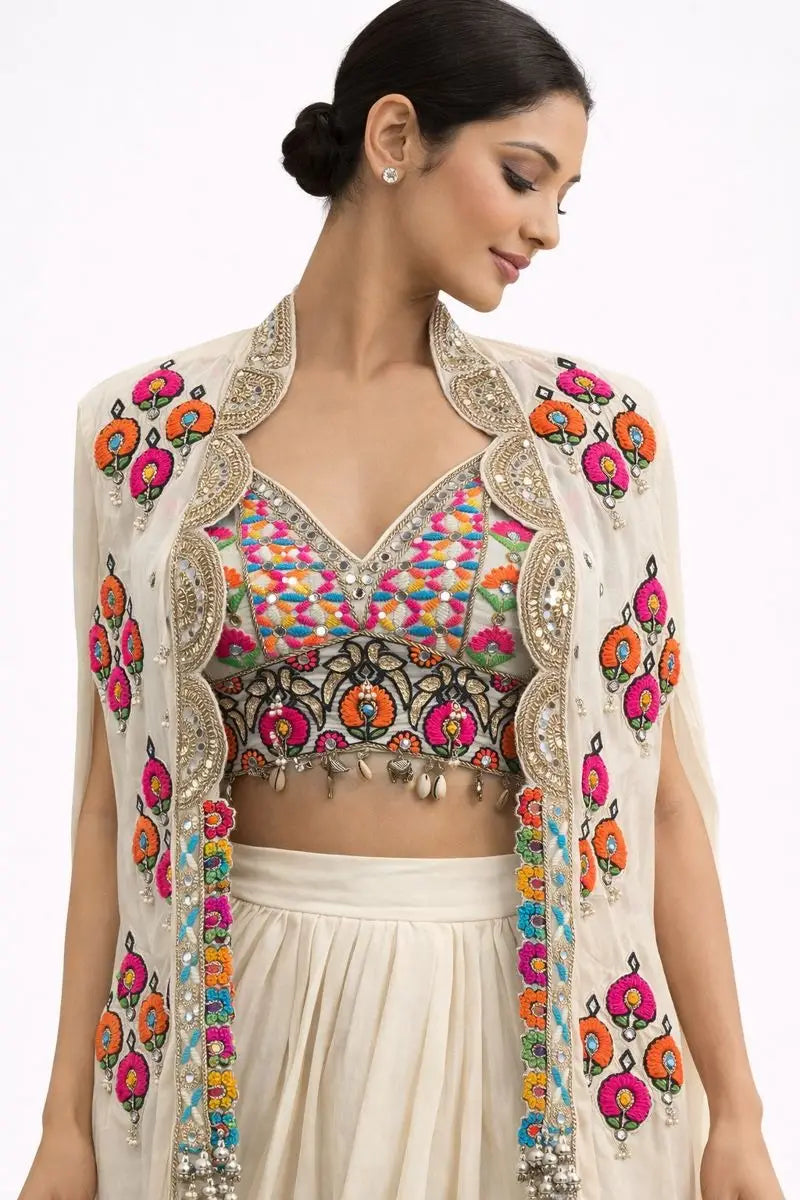 white dhoti style set