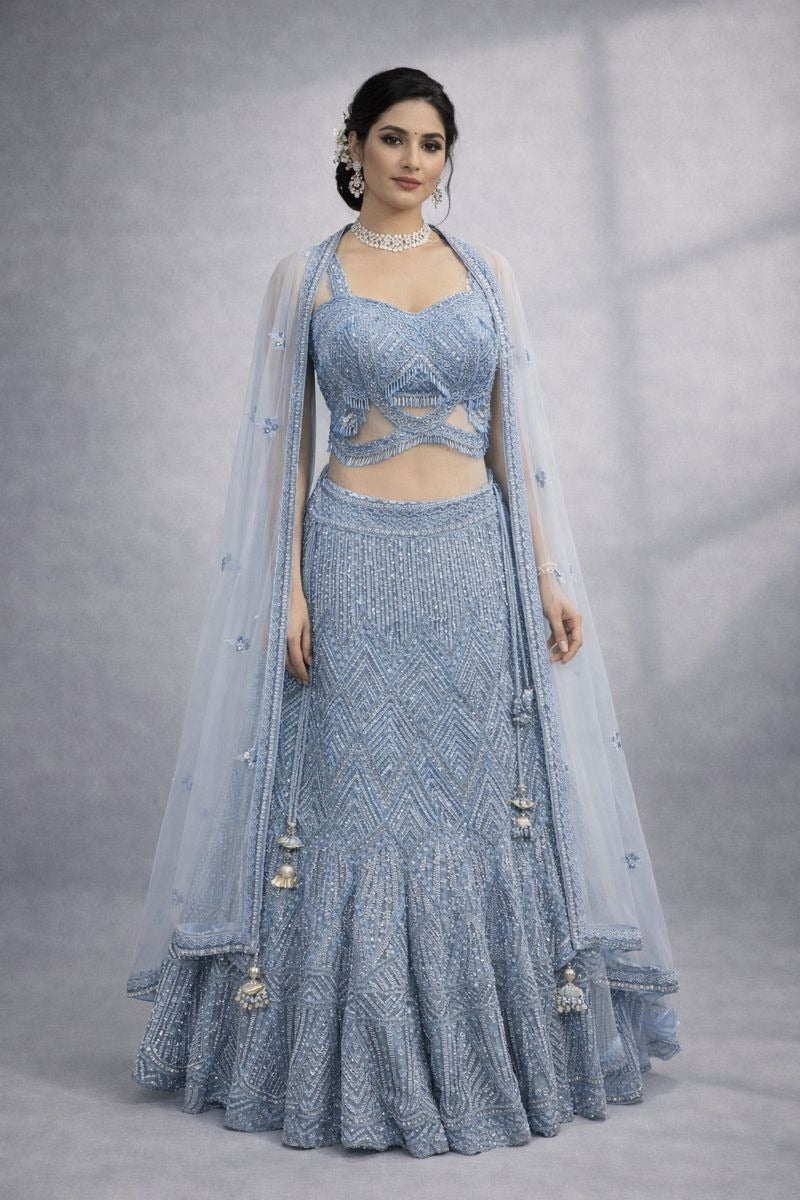 blue lehanga
