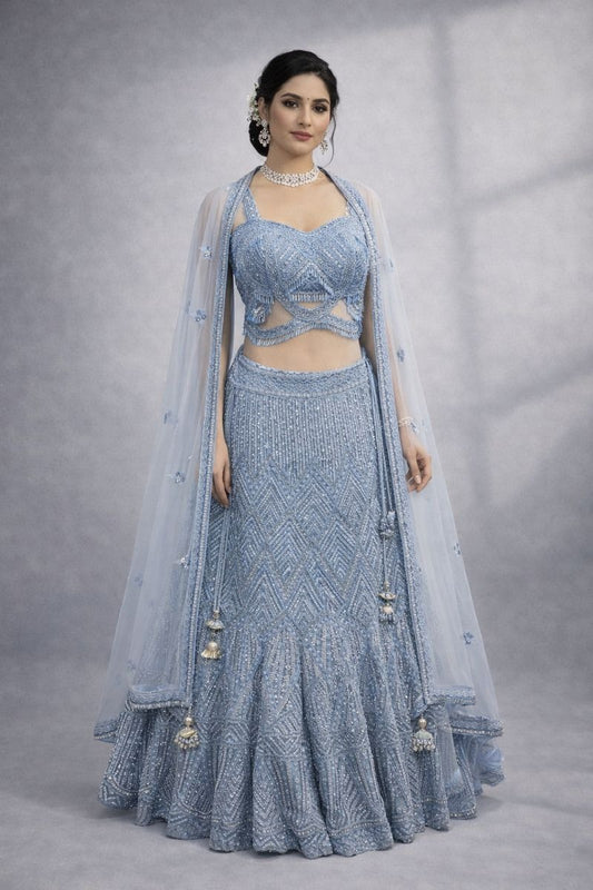blue lehanga