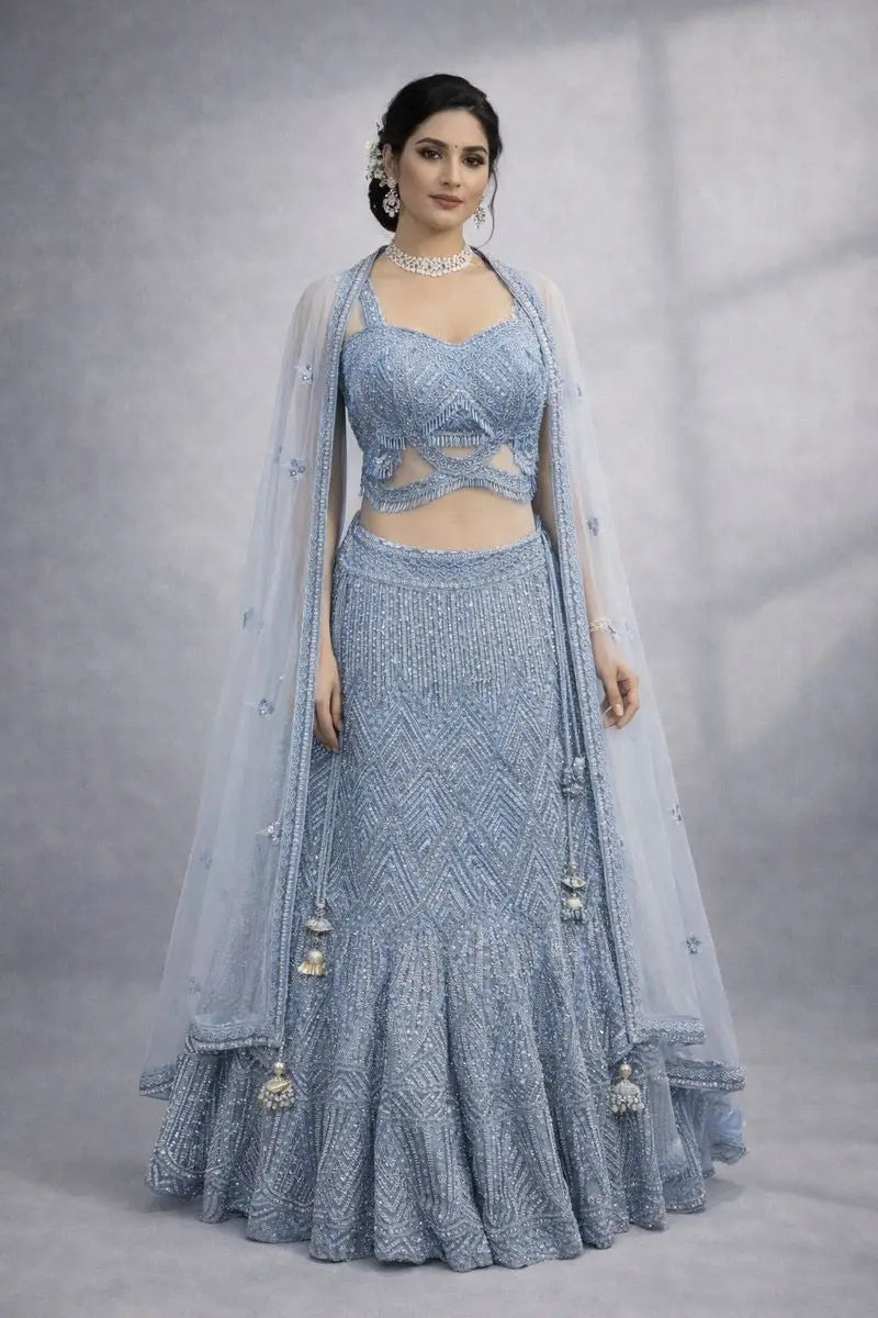 blue lehanga