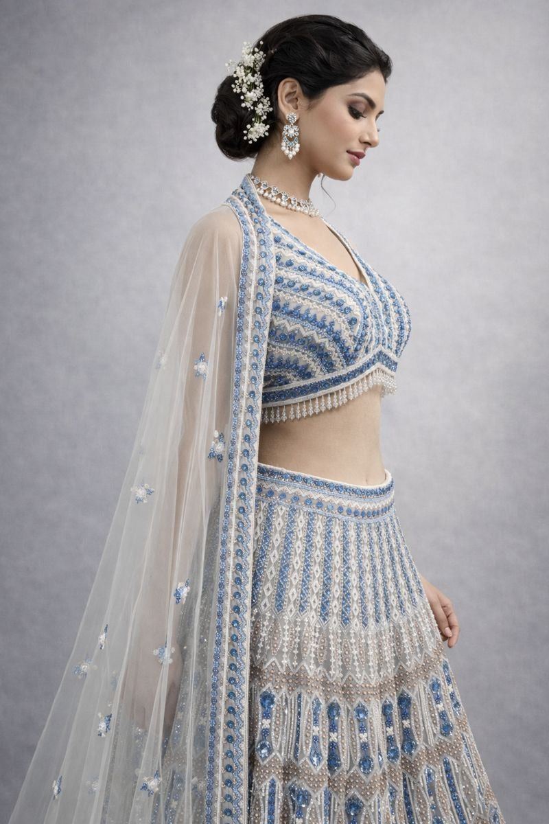 Lehanga and Halder neck choli