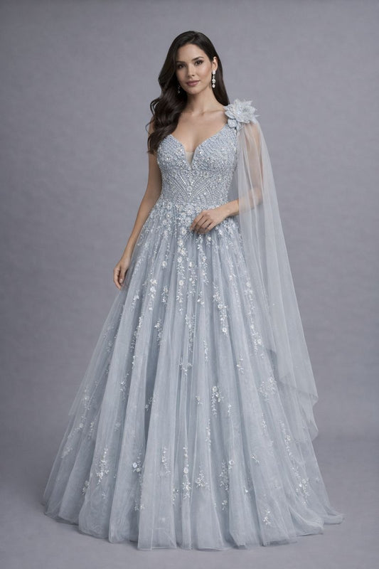 sky blue gown