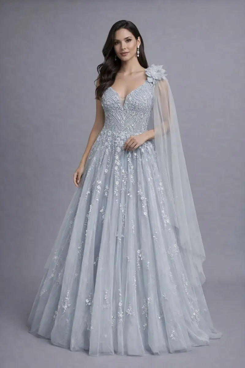 sky blue gown