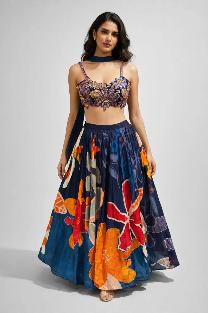 navy lehanga lehanga