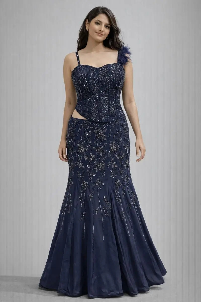 blue lehanga