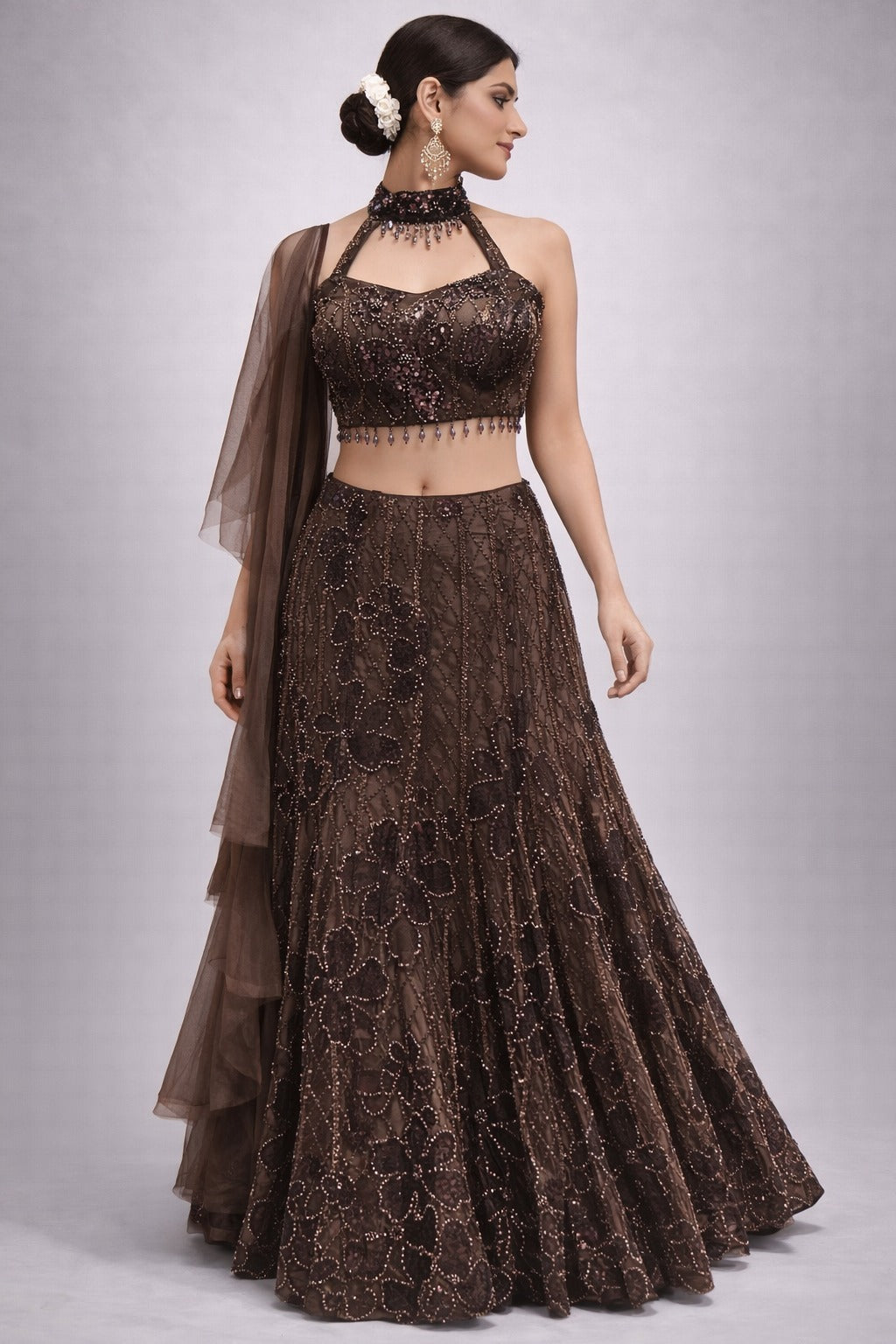 Coffee brown lehanga