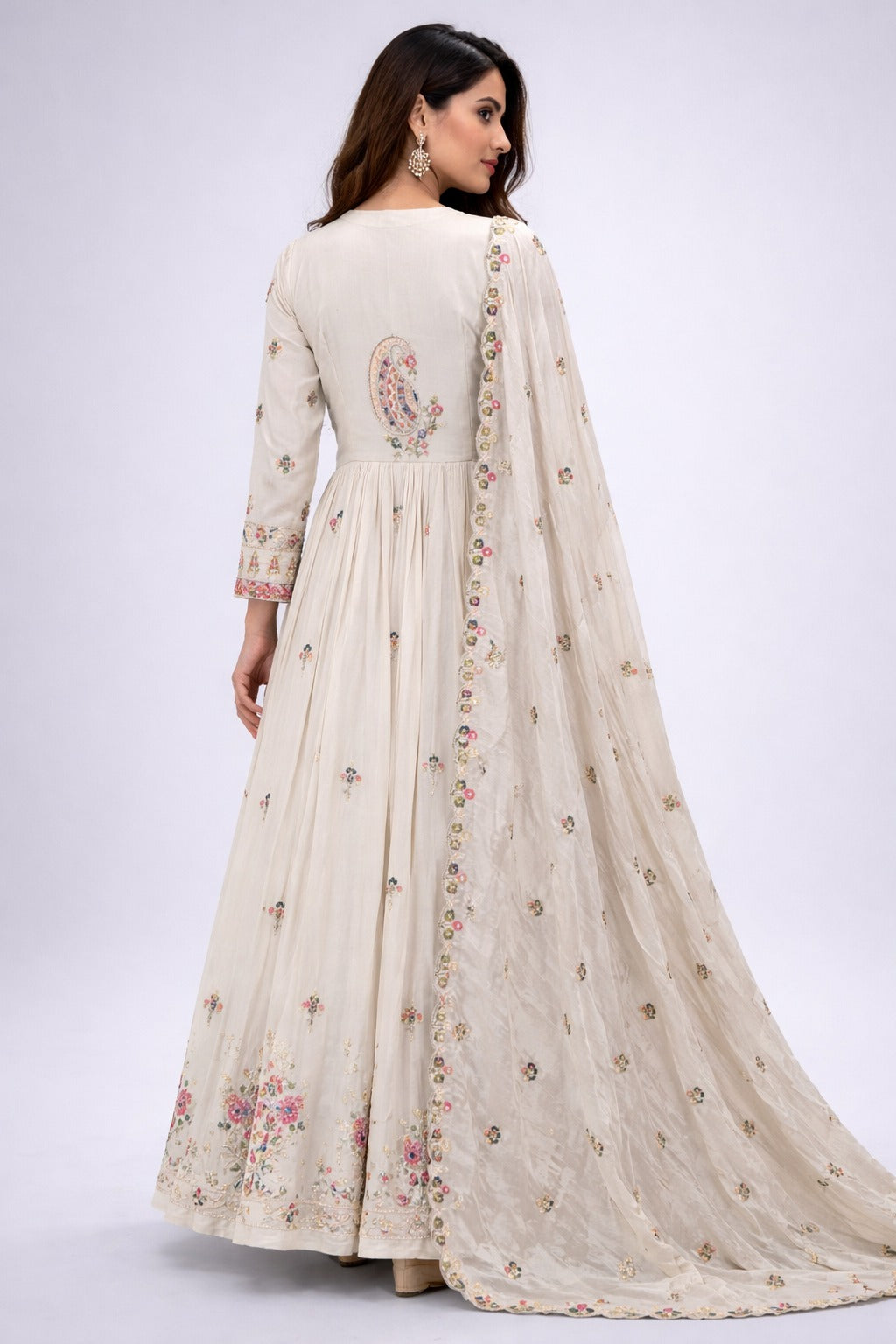 white anarkali suit